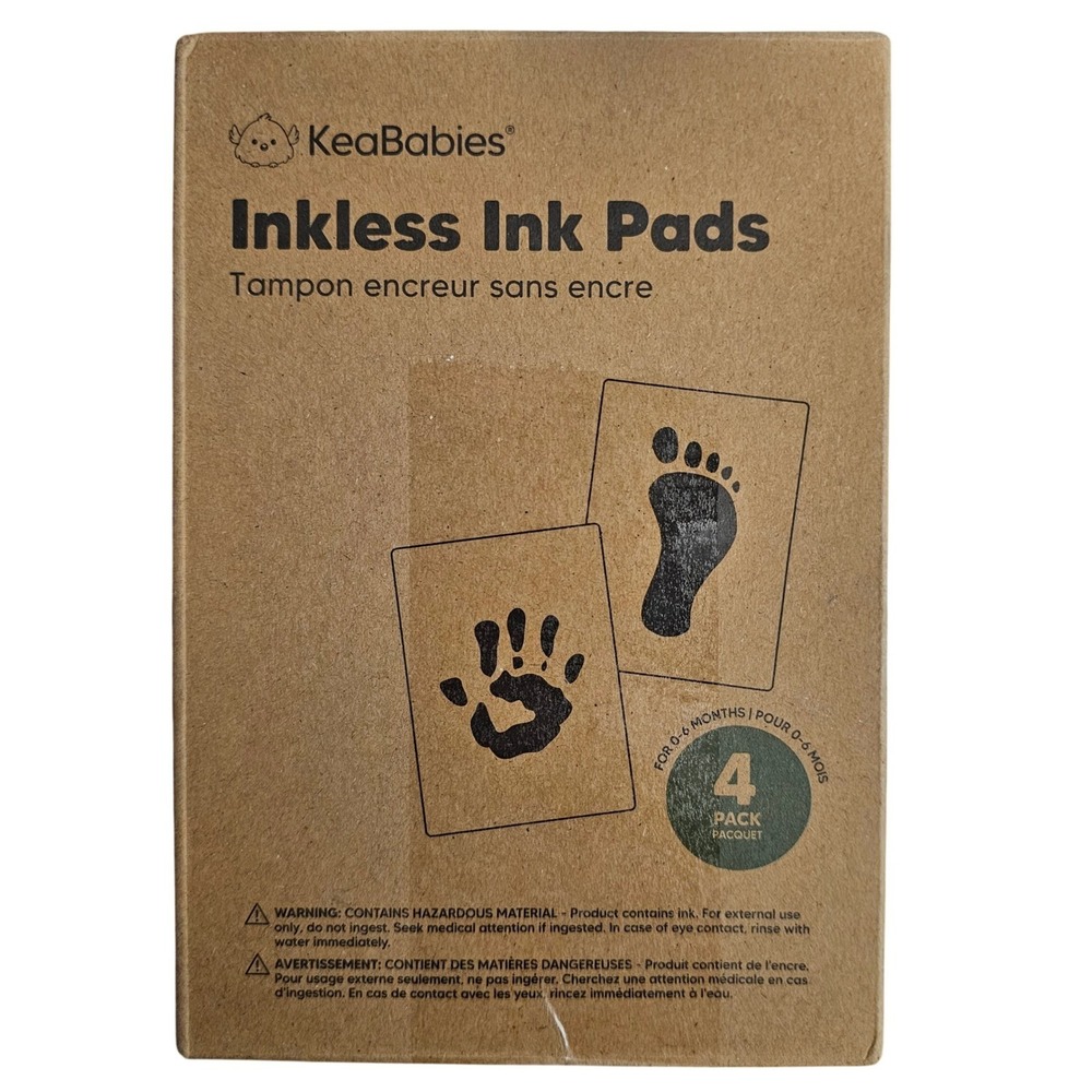 KeaBabies Inkless Ink Pads 4 Pack Jet Black Baby Handprint Footprint Kit 0-6M